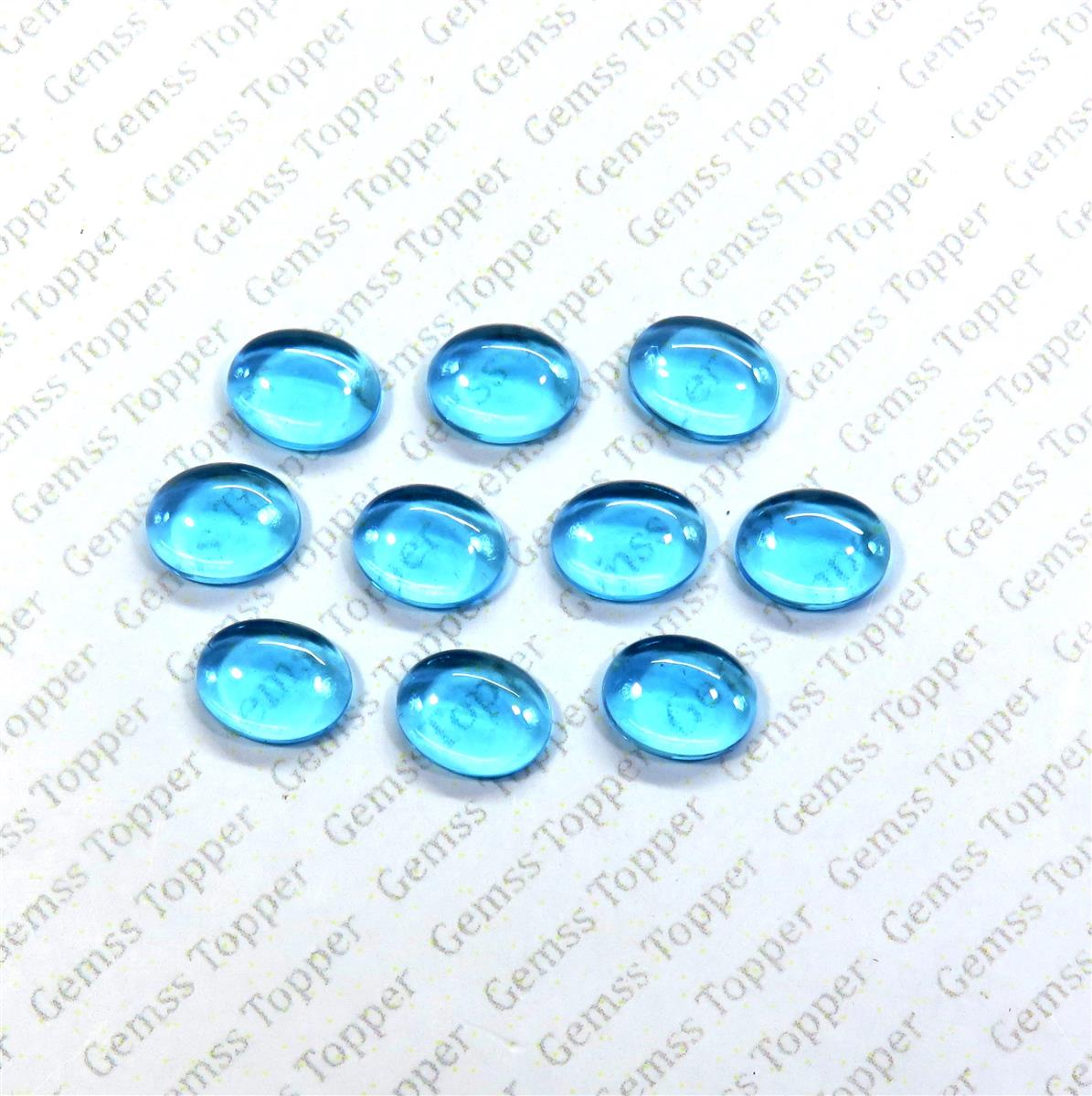 Swiss Blue Topaz 8x10 mm Oval Cabochon